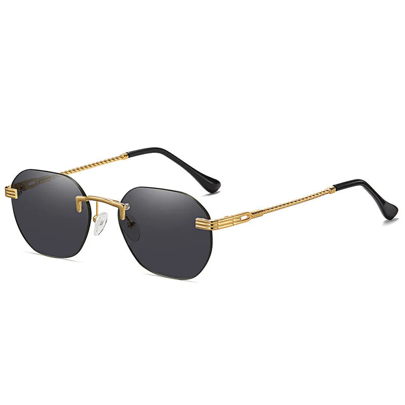 Fashion Blue Rimless Rectangular Sunglasses Women Men UV400 Metal Square Luxury Frameless Sun Glasses