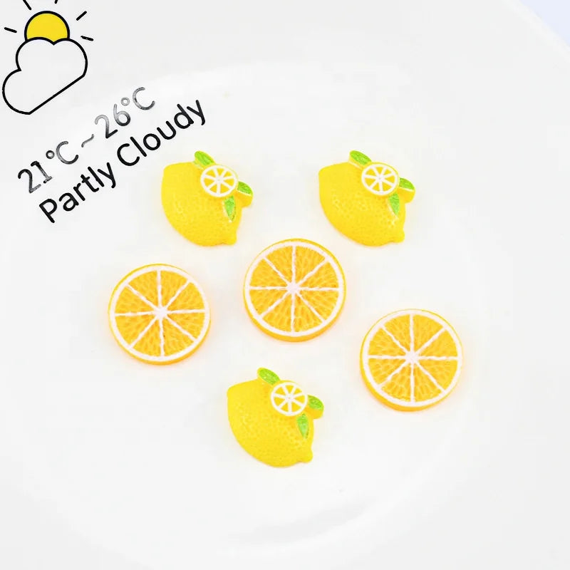 Resin Lemon Slices Flat Back Resin Charms Cabochons for Slime Handmade DIY Mobile Phone Kids Hair Craft Decor