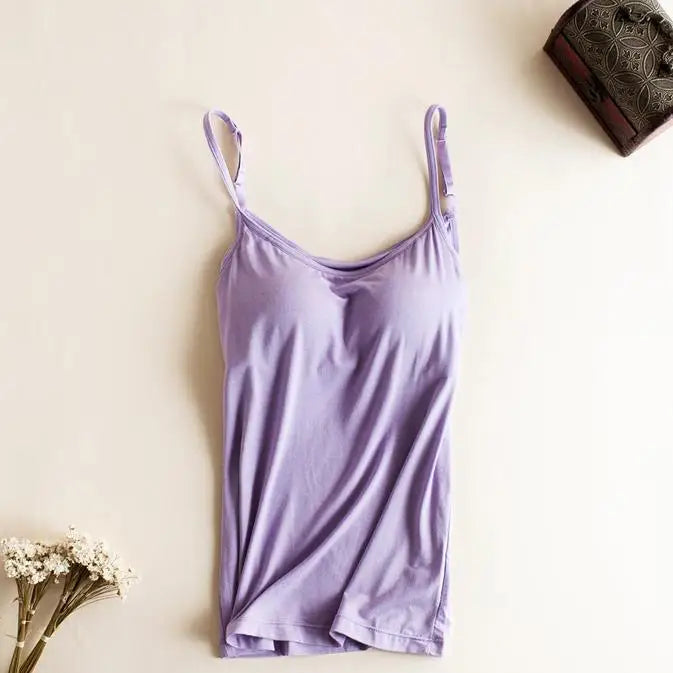 Y2k S-XXL Steel Ring Free Bra-t One Piece Chest Cushion Suspended Tank Top Bottom Shirt