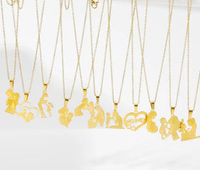 Custom Hot Gift Mother's Day Stainless Steel Pendant Plated 18K Real Gold Light Luxury Fashion Jewelry Necklace Wholesale