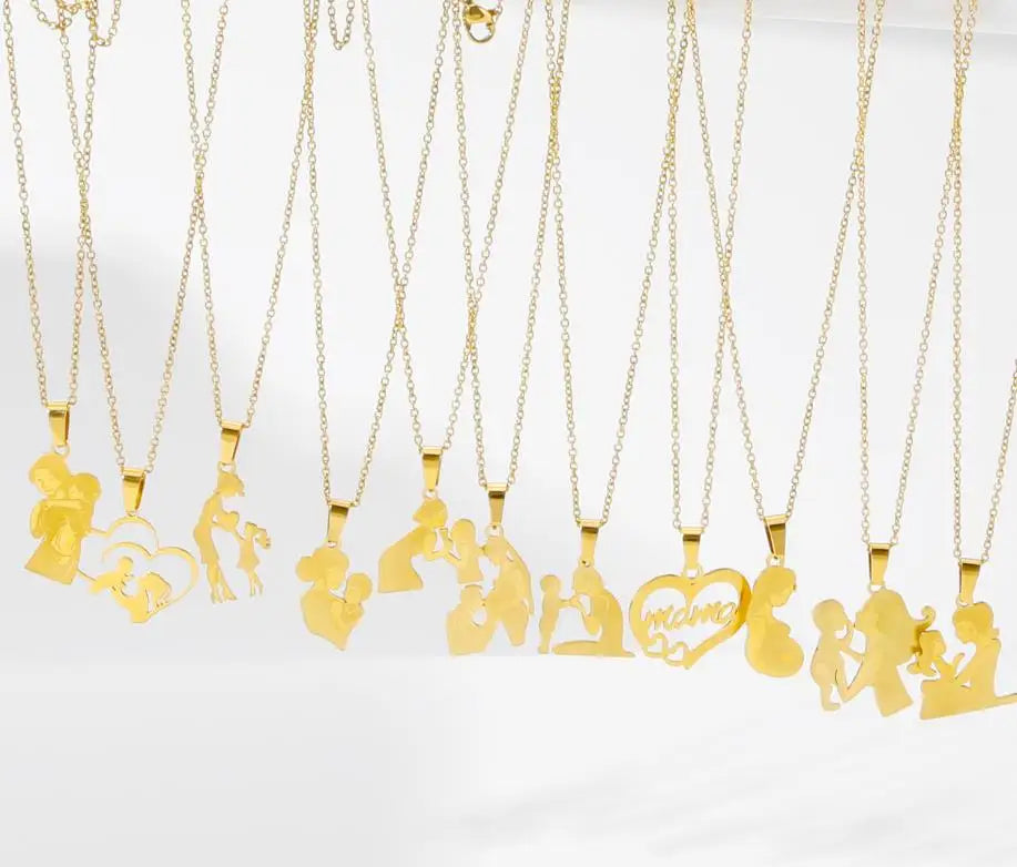 Custom Hot Gift Mother's Day Stainless Steel Pendant Plated 18K Real Gold Light Luxury Fashion Jewelry Necklace Wholesale