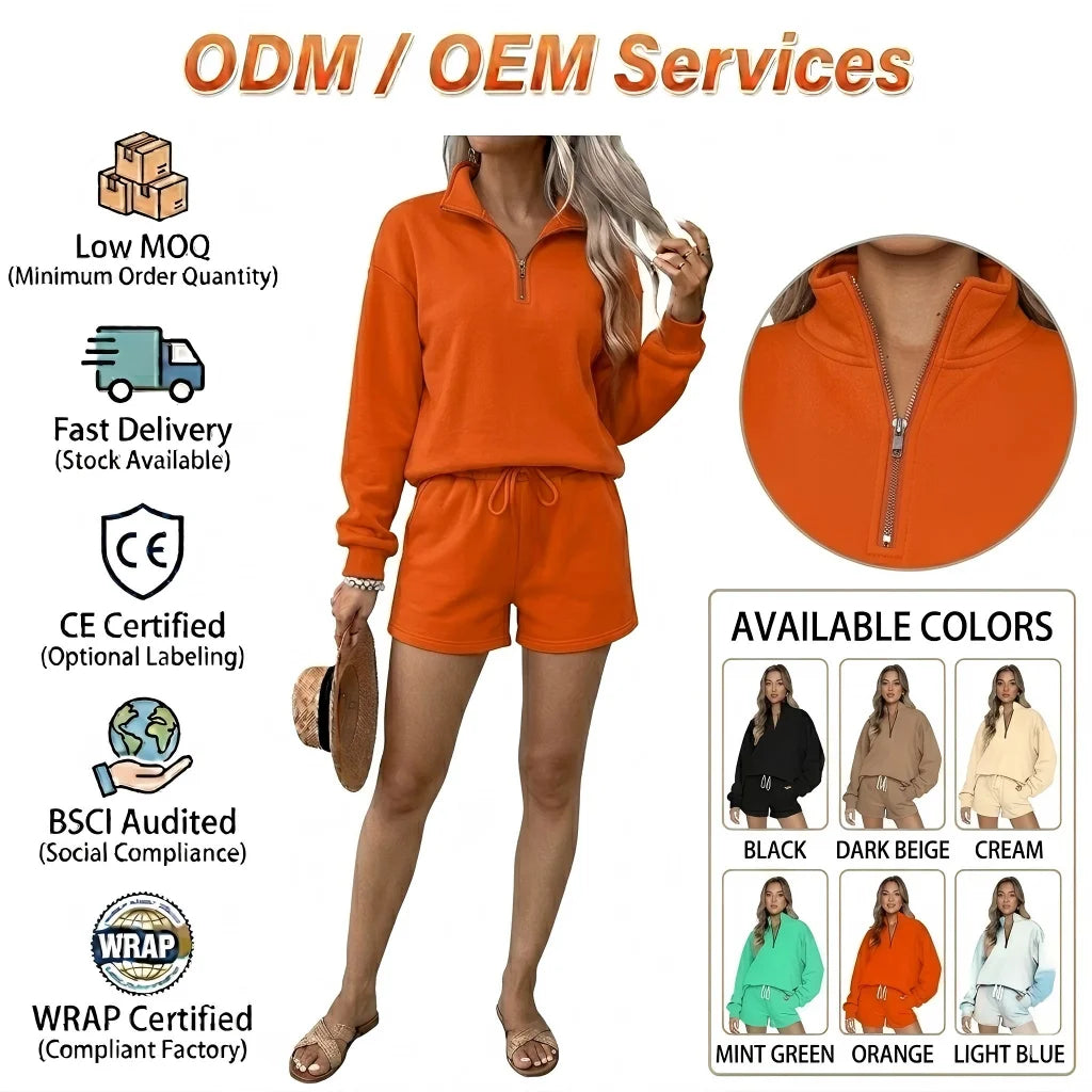 Custom logo Tracksuit Manufacturer Shorts Sets for Women Two Piece Plus Size Casual Wear 2 Piece Sets
