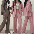Slim-fit Fashion  Women's Korean-style Casual Design Top Suit Pants Suit