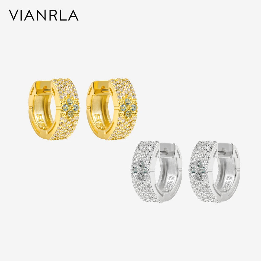 VIANRLA 18K Gold Earring 925 Sterling Silver Jewelry 14*5.3mm Zircon Hoop Earrings Fashion Women's Jewelry Laser Custom Logo