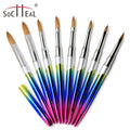 High-Ended Gradient Metal Handle Custom Crimped 100% Pure Kolinsky Acrylic Professional Nail Brush 3D Brush Manicure Tools