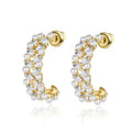 LUOTEEMI Gold Plated Small Moon Shape Earring Cuffs Imitation Rice Pearl Hoop Earrings for Women 2023
