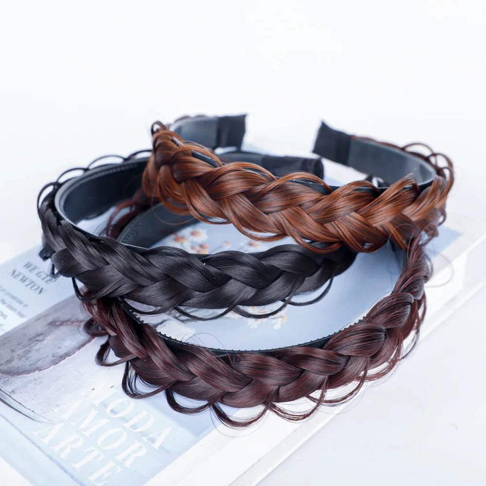 Fashion Women Hair Band Fishbone Braid Wig Twisted Braided Headband Hairpin Bohemia Non-slip Headdress Bridal Hair Accessories