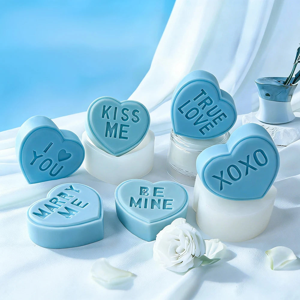 Valentines Day Series 3D Love Heart DIY Letter Silicone Soap Mold Cake Tools Candle Silicone Mold