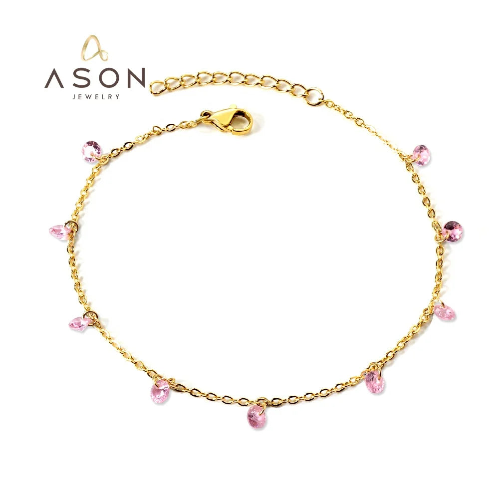 Ason Fashion Jewelry Stainless Steel 18k Gold Plated Designer Charms Bracelets Wholesale Colours Diamond Hand Bracelet for Women