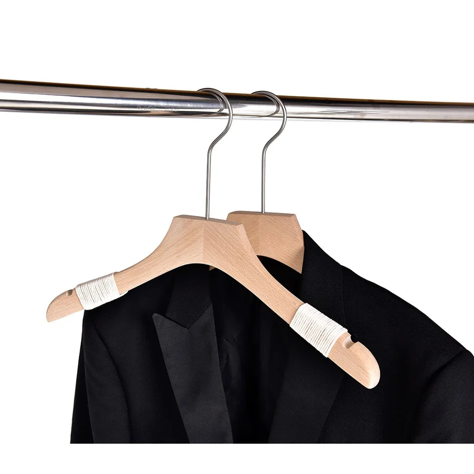 Hot Customized Adult Wooden Hangers Rope Antiskid Traceless Wooden Coat Hangers for Boutique and  Clothing Store