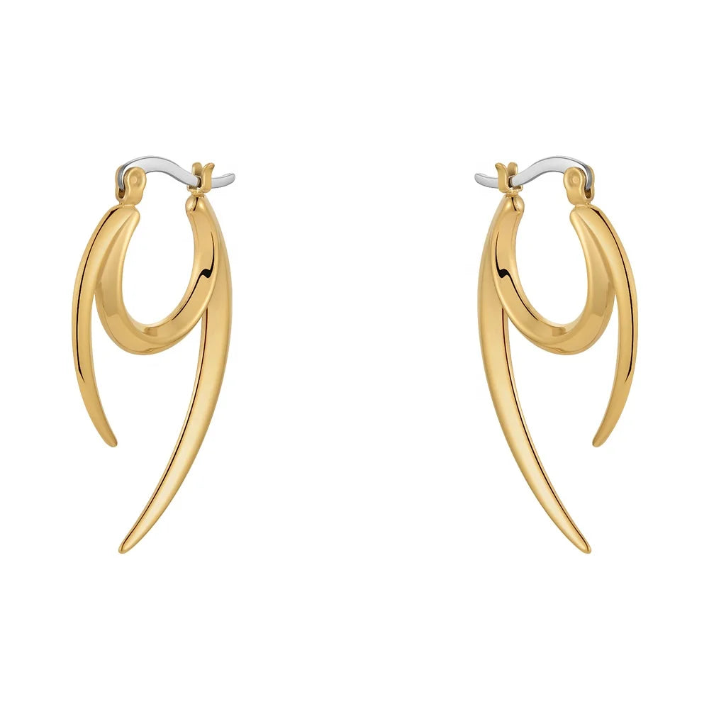 Original Design 18K Gold Plated Stainless Steel Jewelry New in Geometric Piercing Hoop Earrings for Women Punk Earrings E221477