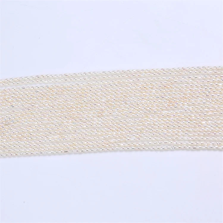 Wholesale 2-2.5mm White Small Rice Shape Natural Freshwater Loose Beads Pearl Strand for Jewelry Making