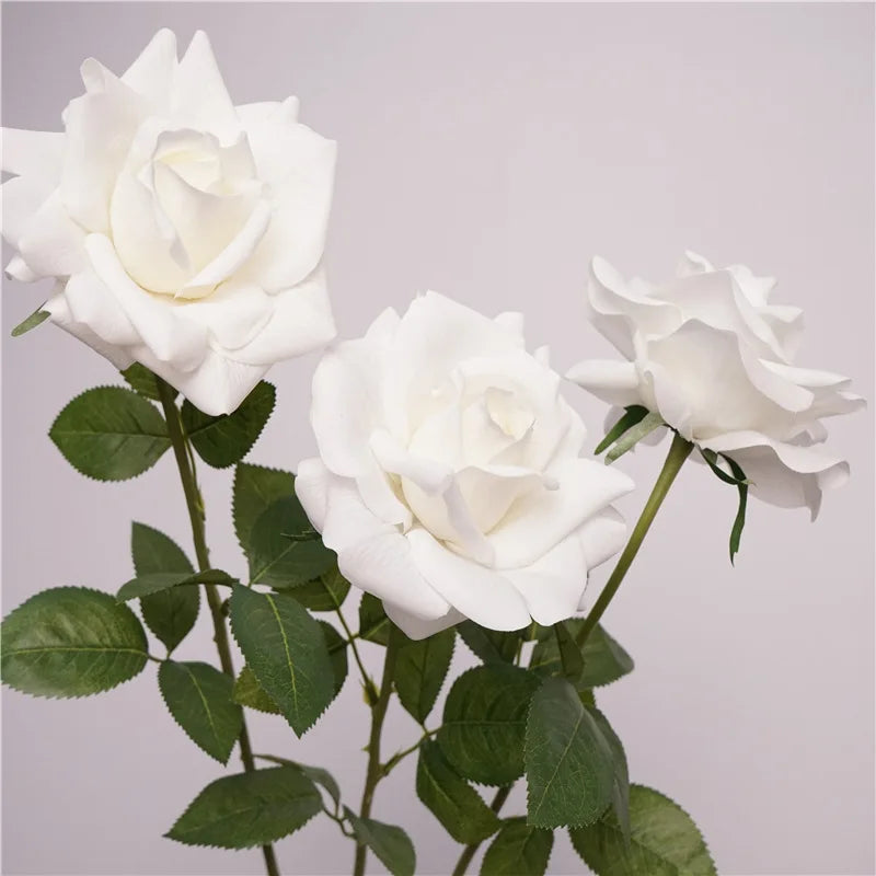 AF10921 Large Head Real Touch Silk Rose Bouquet Artificial White Red Roses Flowers for Home Decor Wedding Decoration