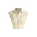 Summer New Simple Shirt Women Lapel Down Sleeved Short Sleeve Pullover Top