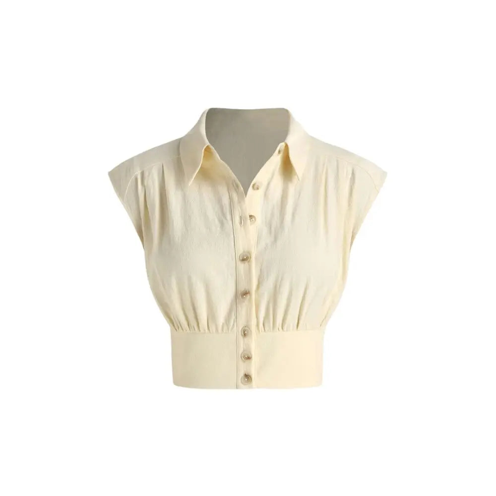 Summer New Simple Shirt Women Lapel Down Sleeved Short Sleeve Pullover Top