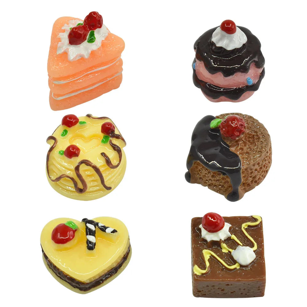 Resin Kawaii Dessert Cake Fake Food Miniatures Accessories Materials Flatback Cabochon Charm Mini Figurine Scrapbook Diy