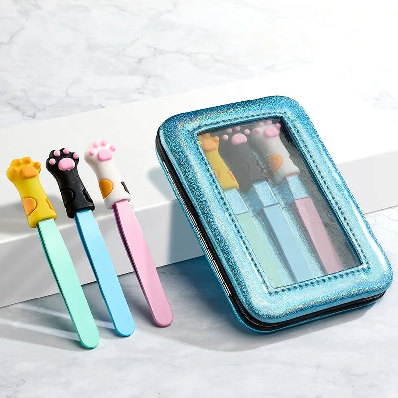 Wholesale Stainless Steel Cosmetic Lashing Tool Set 3-in-1 Protective Cover Slanted Tip Eyelash Extension Kit Eyebrow Tweezers
