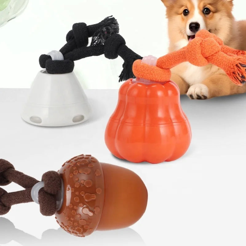 2025 Smart Interactive TPR Electric Dog Rope Ball Toy Modern Rechargeable Sound-Making Bite Bouncing Pumpkins Acorn Fashion Blue