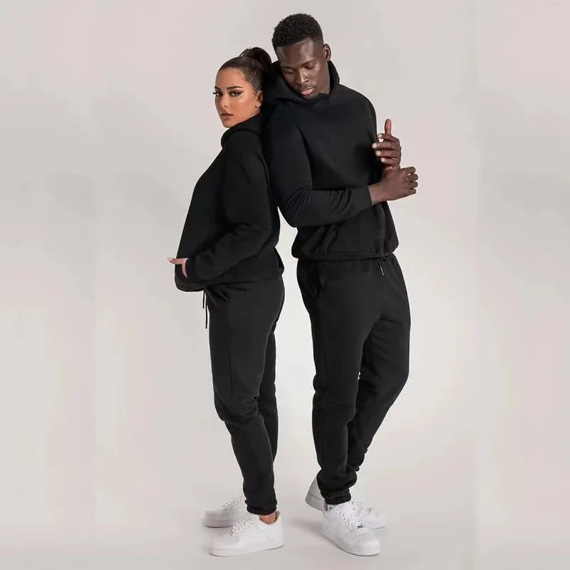 Winter Women Pullover Hoodies Set 2025 Custom Unisex Plus Size Two Piece Jogger Set Women Sweatsuit Set