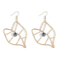 Hawaiian Jewelry Wholesale Fashion 18k Gold Plating Monstera Leaf Dangle Earrings Shell Pearl Drop Earrings for Women Ladies