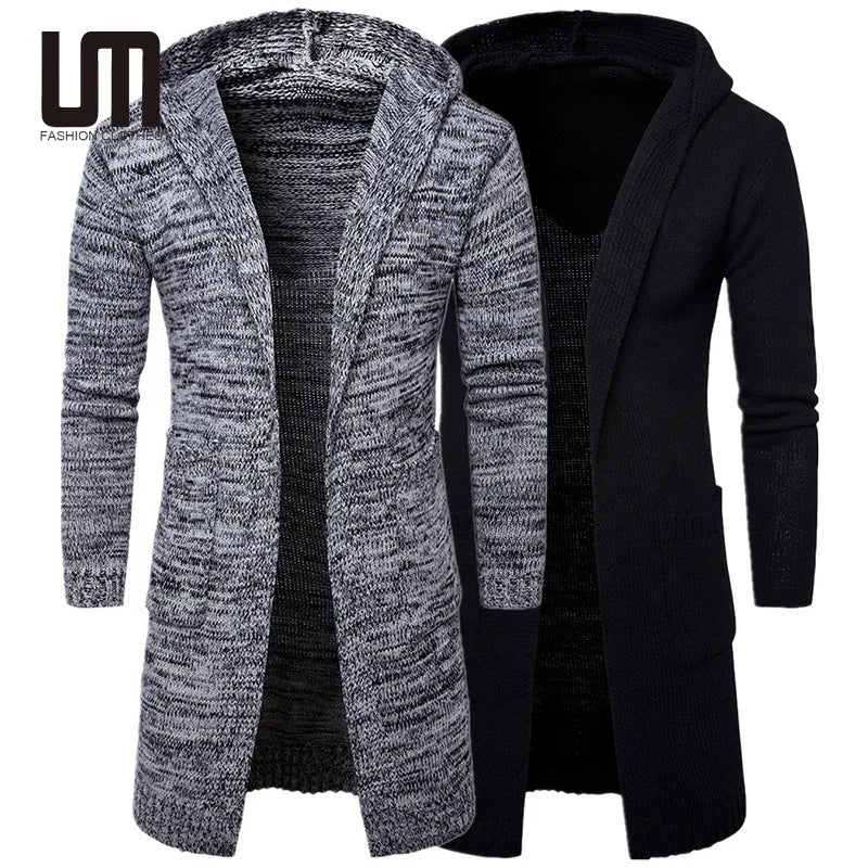 Liu Ming Cheap Hot Sells Trending Men Casual Autumn Winter Solid Color Long Sleeve Thick Hooded Coat Cardigan Sweaters