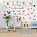 Colorful Handprinted Wall Sticker Paint Rainbow Classroom Children's Room Self Adhesive Decoration School Sticker for Wall