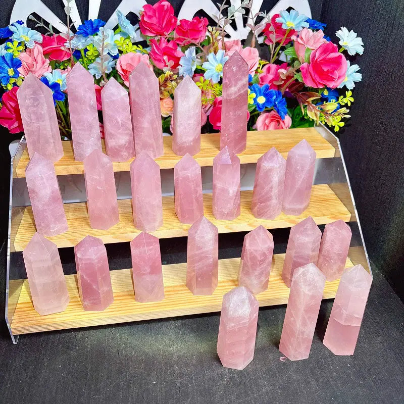 Wholesale Crystals Point Natural Healing Stone Rose Quartz Tower for Feng Shui