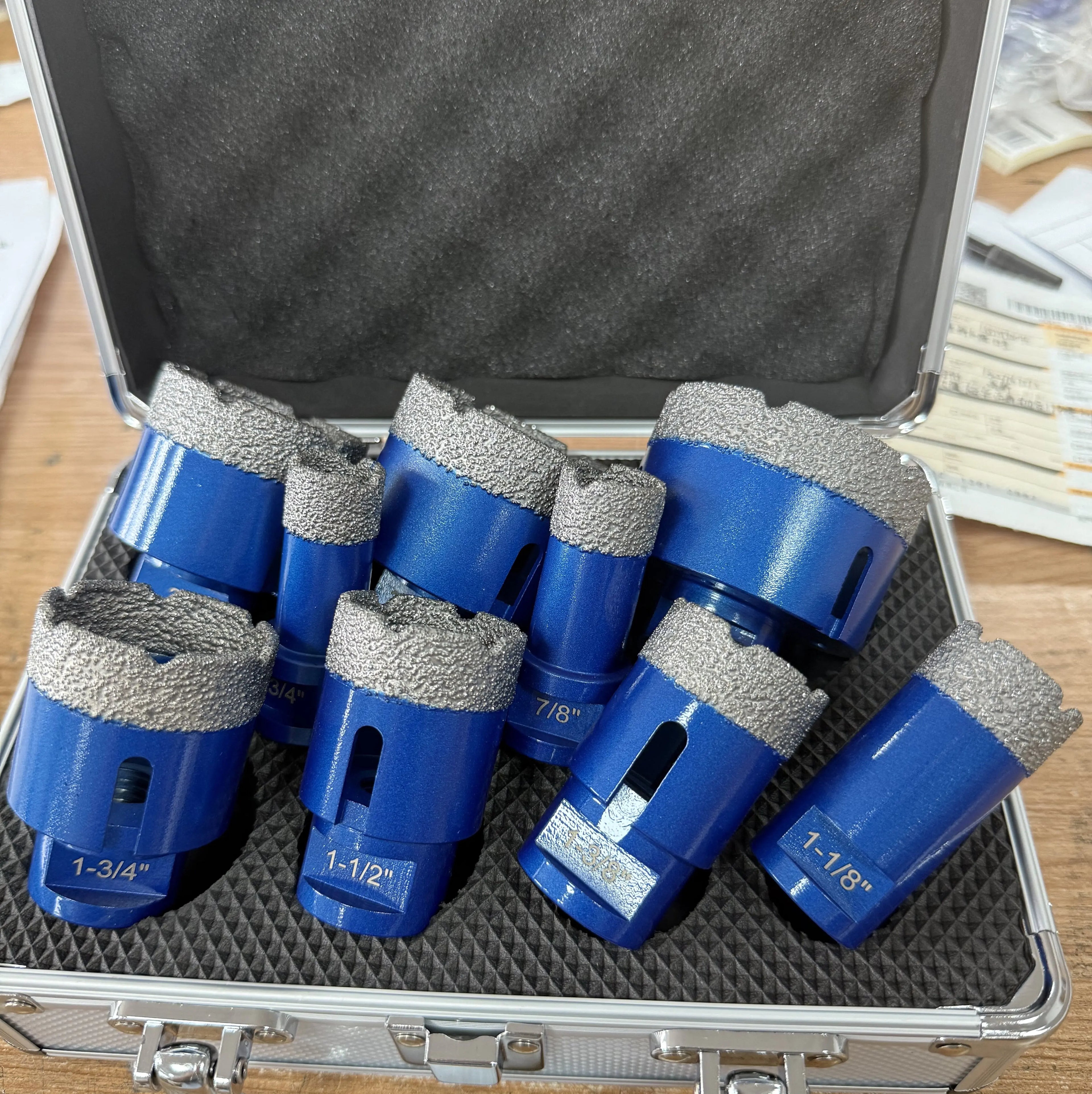 8pcs Diamond Crowns for Porcelain Tiles Vacuum Core Drilling Bits 20mm 25mm 32mm 35mm 40mm 50mm 60mm 68mm Black Oxide Finish