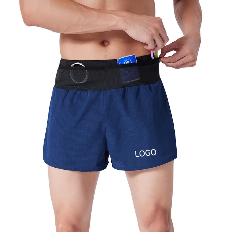 Men's Customizable Logo Sweatpants Quick-Drying Fitness Gym Wear Activewear Solid Running Training Shorts Breathable Pockets