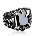 Vintage Dragon Claw Round Ring Stainless Steel Cz Zircon Hoop Rings Men