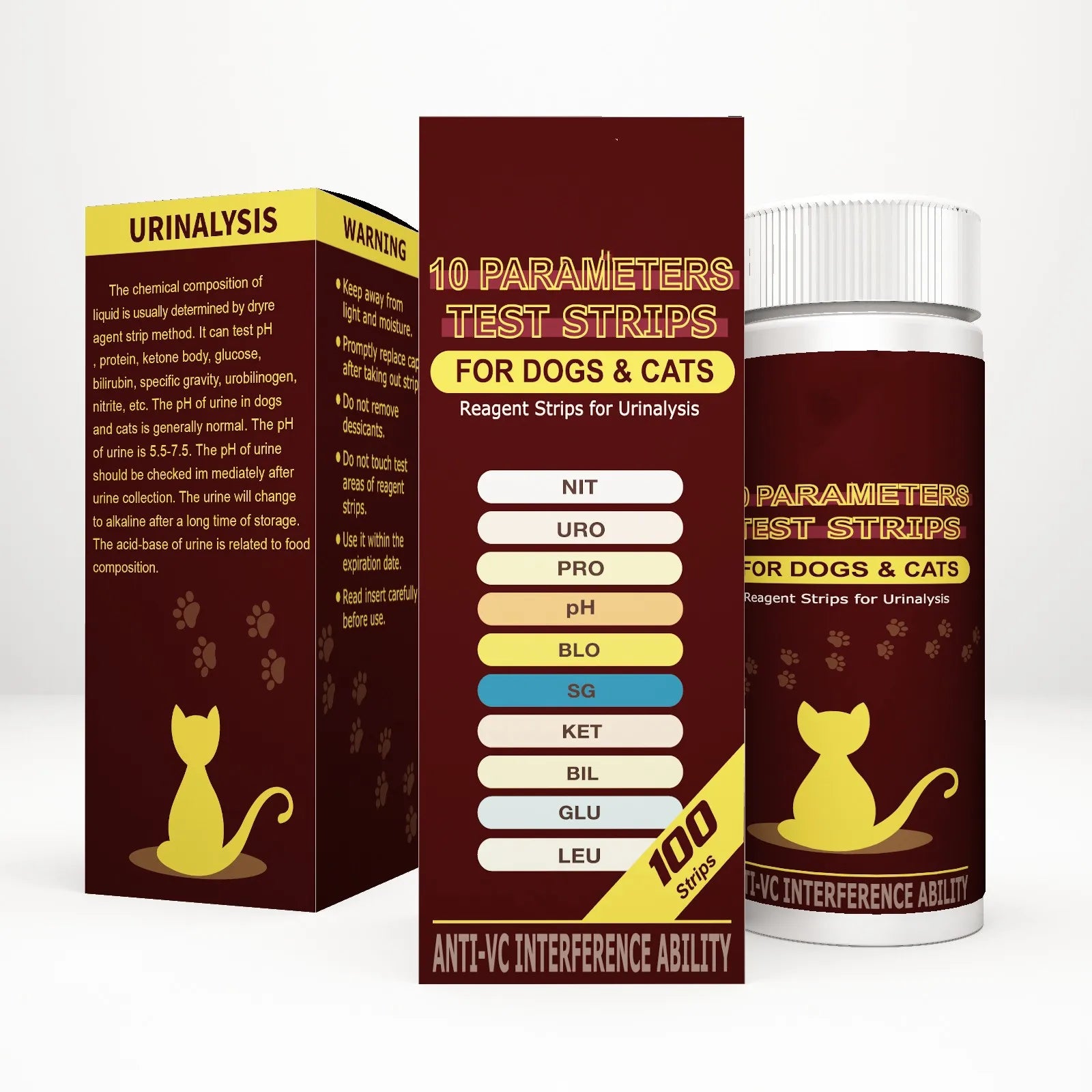 10 in 1 Veterinary Urine Test Strips VET-10 Animal Multiple Medical Home Self Diagnosis Dipstick
