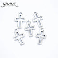 YuenZ 100pcs/bag Antique Silver Color Crosses Charm Fit for Bracelets Necklace Pendant DIY Metal Jewelry Making 17*10mm T88