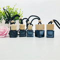 Wholesale 8ml air Freshener Diffuser Empty Frosted Black Car Hanging Perfume Bottle with Wooden Cap