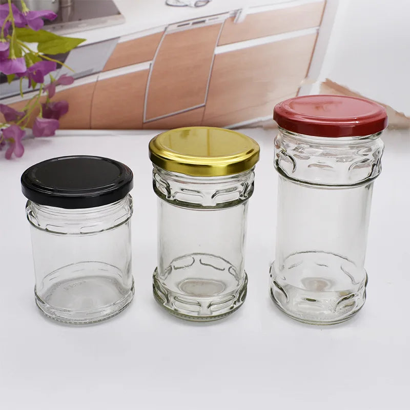 Top Seller Wholesale 220ml 280ml Transparent Empty Glass Jar for Chili Sauce Honey Jam Pickle