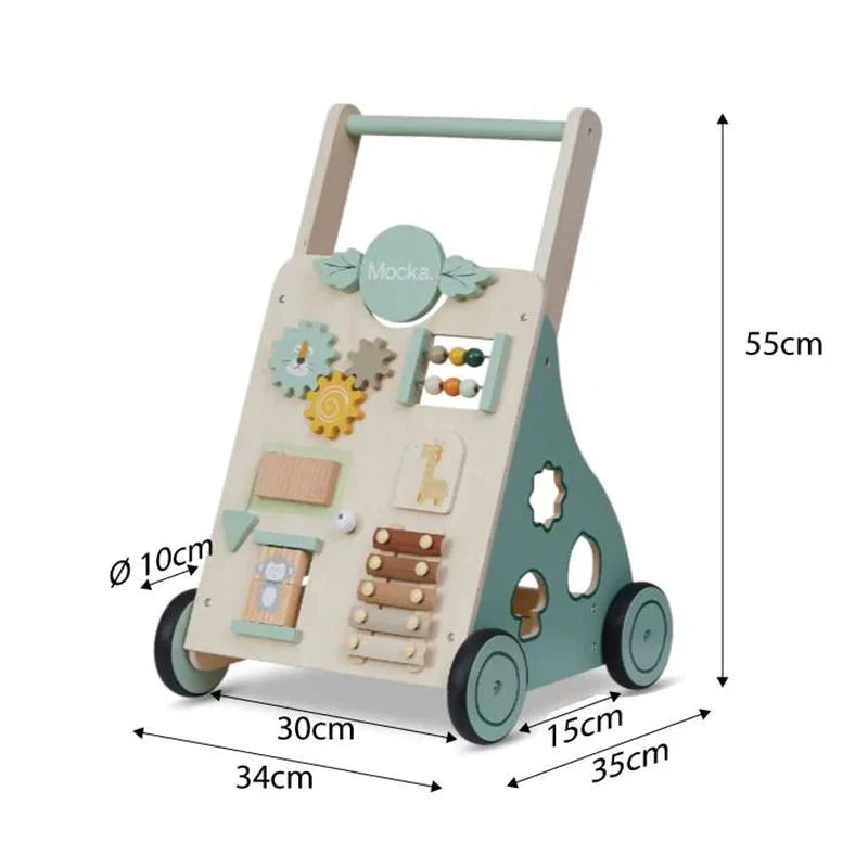 Wooden Multi-functional Baby Learning Walker Educational Wooden Baby Activity Walker Toy for Toddler