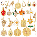 Sweet Colorful Sun Rose Flower Charm PendantTrendy 18K Gold Geometry Zircon Necklace Accessories DIY Handy Craft Jewelry L33