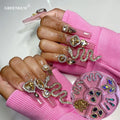 GREENKEM Custom Logo 3D Nail Art DIY Alloy Metal Nail Rhinestones Oversized Flatback Alloy Full Diamond Snake Nail Charm