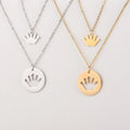 Round Hollow Layers Crown Pendant Necklaces Stainless Steel Gold Plated Short Neckchain Choker Necklace for Women