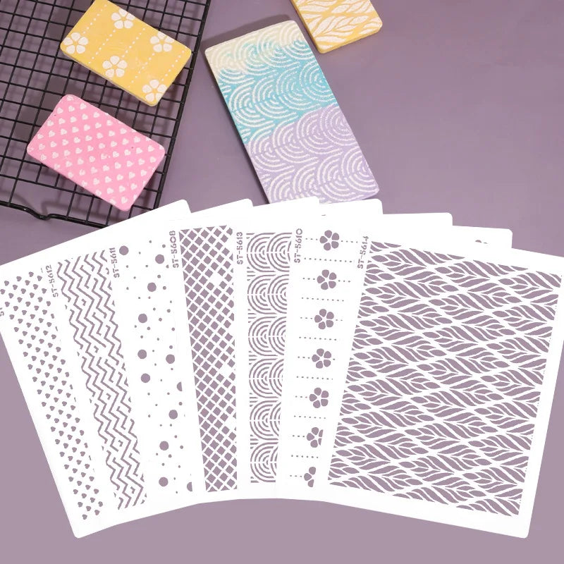 Saffron Custom Soft Cake Mesh Stencil Template Molds Plastic Laser Cut Decorating Airbrush Stencils