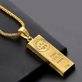 Fashion Non Tarnish Stainless Steel MGOLD WE TRUST Vertical Gold Bar Pendant Mens Punk Hiphop Necklace Jewelry