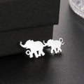 Stainless Steel Two Elephant Charm  Solid Animal Elephant Pendant Jewelry Accessories for Bracelet Necklace