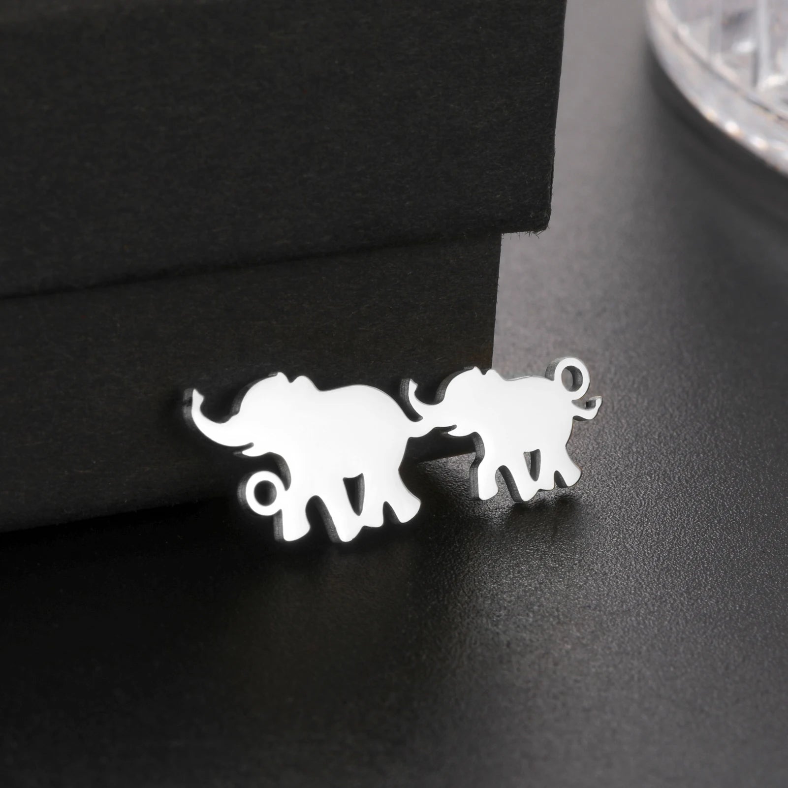 Stainless Steel Two Elephant Charm  Solid Animal Elephant Pendant Jewelry Accessories for Bracelet Necklace