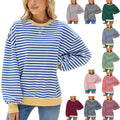 Oversize Stripe Women Sweatshirts Fashion Crewneck Custom Logo Solid Color Women Pullover Hoodies