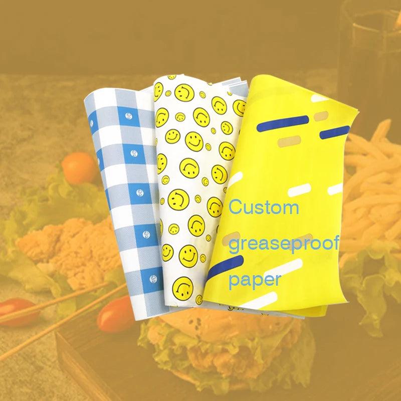 Custom Printed Logo Burger Fried Chicken Hot Dog  Greaseproof Paper Food Grade Food Packaging Fast Food Burger Packaging
