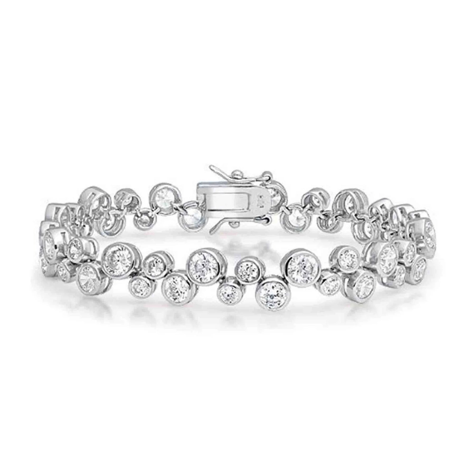 Scattered Bezel Set Diamond Tennis Bracelet Fashion 925 Silver Jewelry Bracelet Tennis