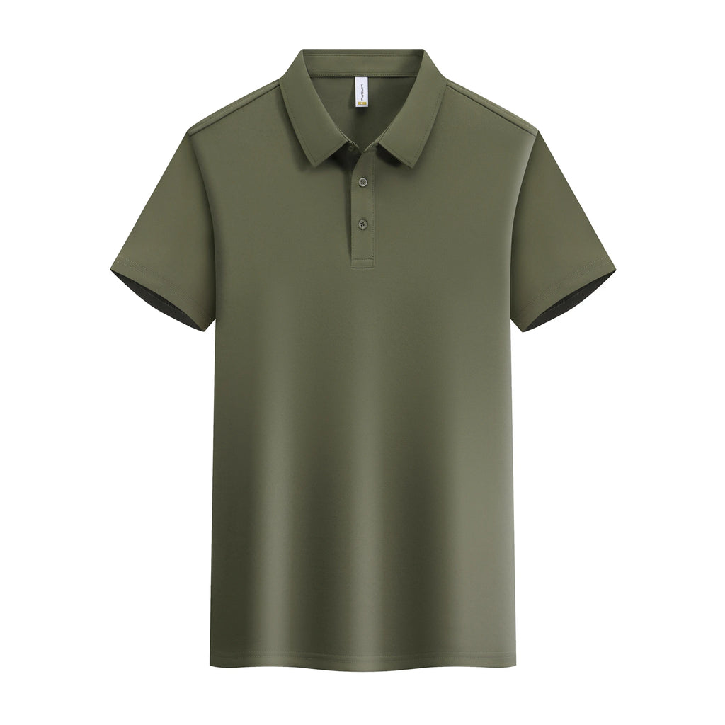 Men's Casual Summer Breathable Golf T-Shirt White Trim Gold Embroidered Zipper Printed Short Sleeve for Polo Light Knitted