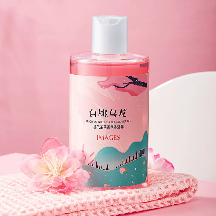 OEM IMAGES New in 2023 Vegan White Pearl Peach Breath Tea Scented Body Wash Shower Gel for Women