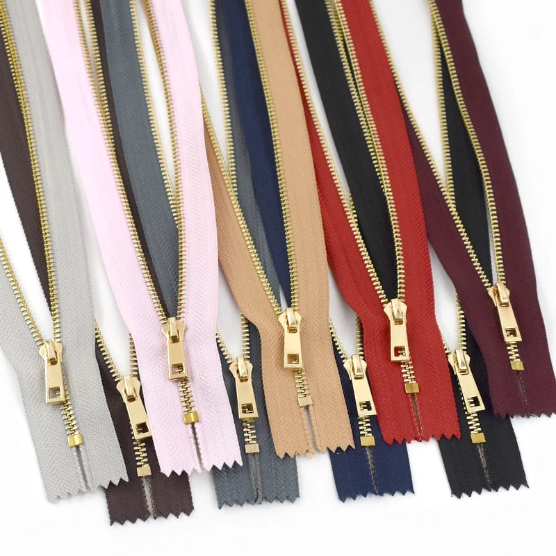 Deepeel XP012 3# 15-30cm Handmade Purse Closed Tail Zipper Light Gold Teeth Alloy Smooth Slip Luggage Handbag Zippers