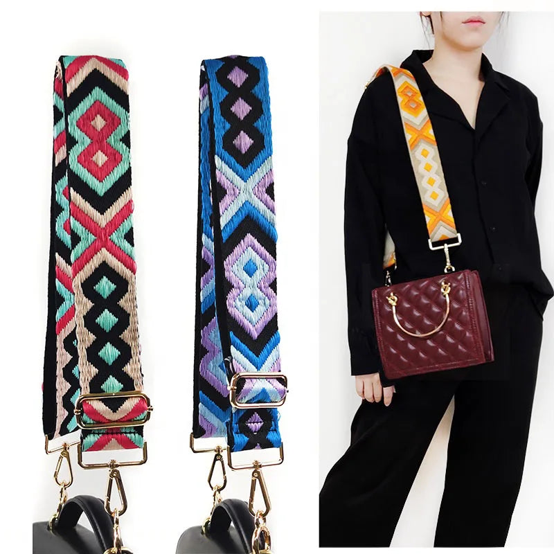 Meetee B-S295 5cm Embroidery Woven Webbing Adjustable Shoulder Ethnic Style Backpack With Messenger Handbag Bag Strap