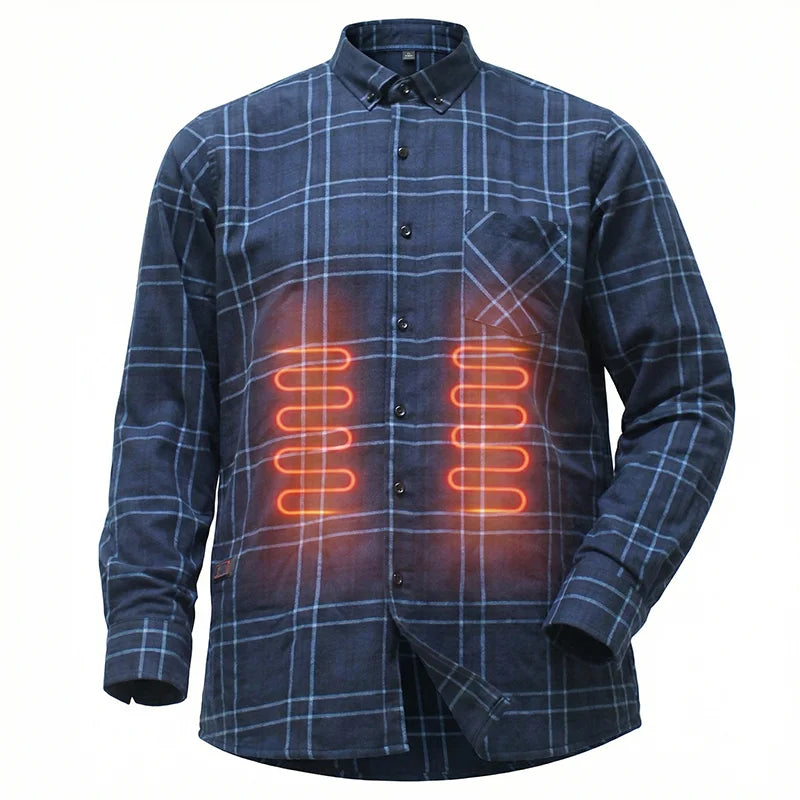 Heated Shirt USB Men's Body Warmer 5V Cotton Fabric Customized Logo BLUE Casual Shirts Knitted Winter Shirt Heated Jacket